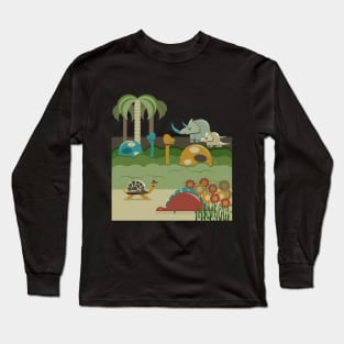 Vintage style poster of cute animals in the jungle Long Sleeve T-Shirt